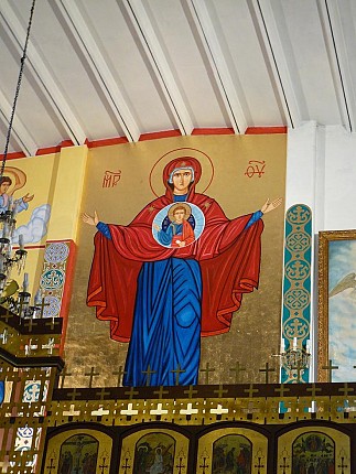 Santísima Theotokos con Jesús niño altar central